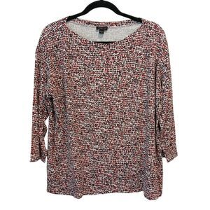 J Jill Wearever Collection Top XL Black Red White Geometric Stretch Travel